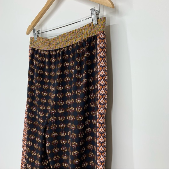 Zara Mixed Print Boho Pull On Wide Leg Cropped Pants High Rise/Drop Crotch Sz Lg - Picture 9 of 16